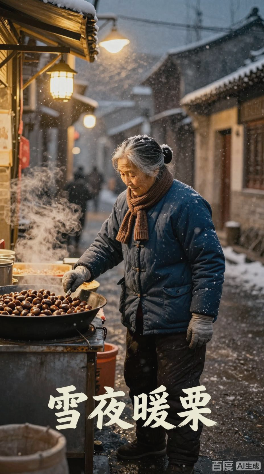 雪夜糖炒栗子，温情与思念交织
