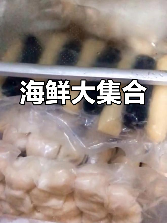 冰箱冷冻室满满海鲜,墨鱼丸、虾饺和黑白肠