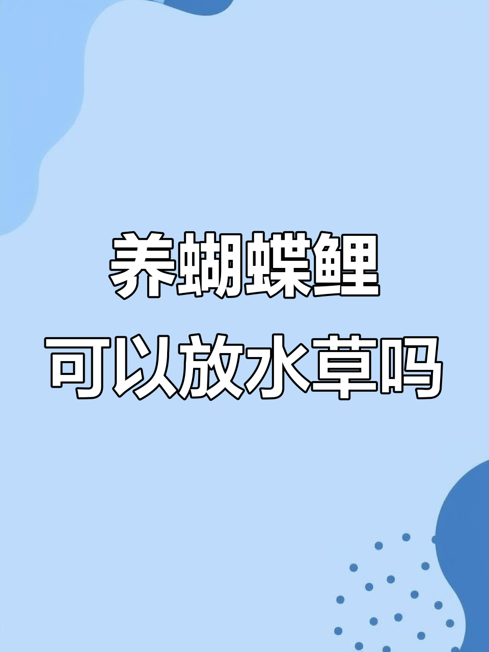蝴蝶鲤能和水草共养吗？哪些水草适合搭配养殖