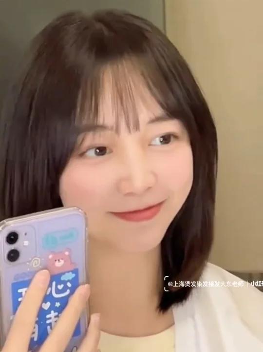 女生发型修饰脸型锁骨发膜减龄法式刘海显小 细软发质适合发型,发量少适合发型,方脸适合发型,