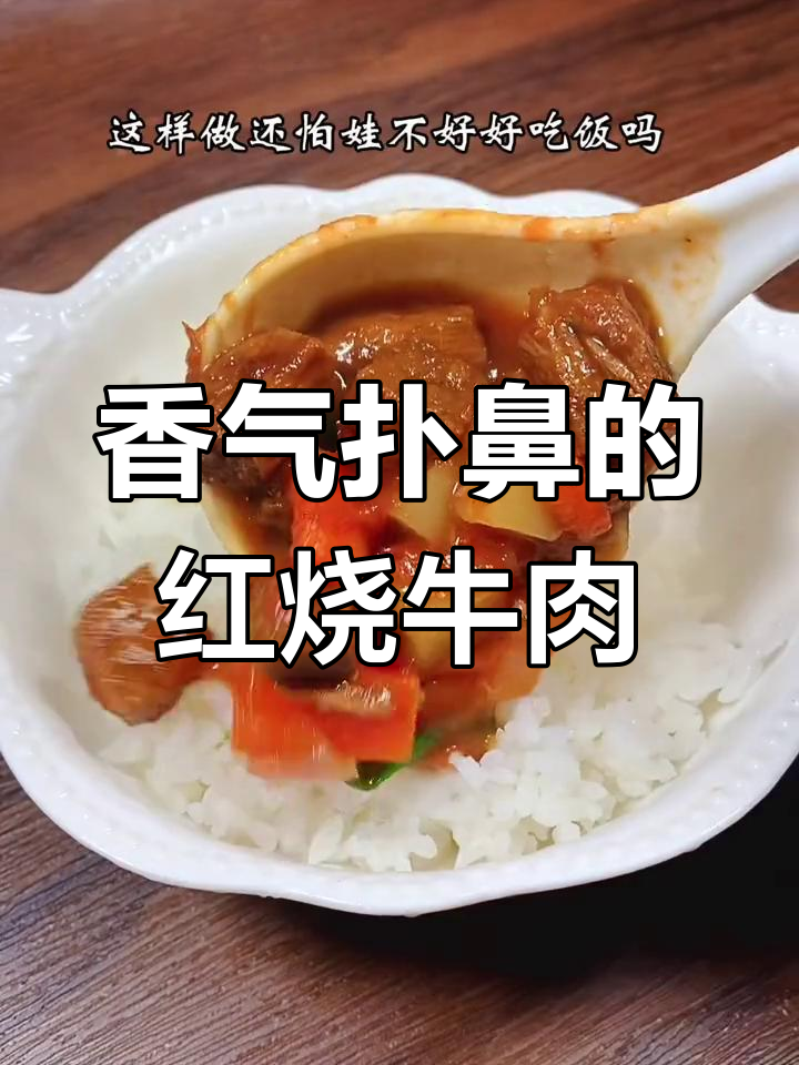 红烧牛肉盖饭,香浓汤汁拌米饭,真是无法抗拒的美味!