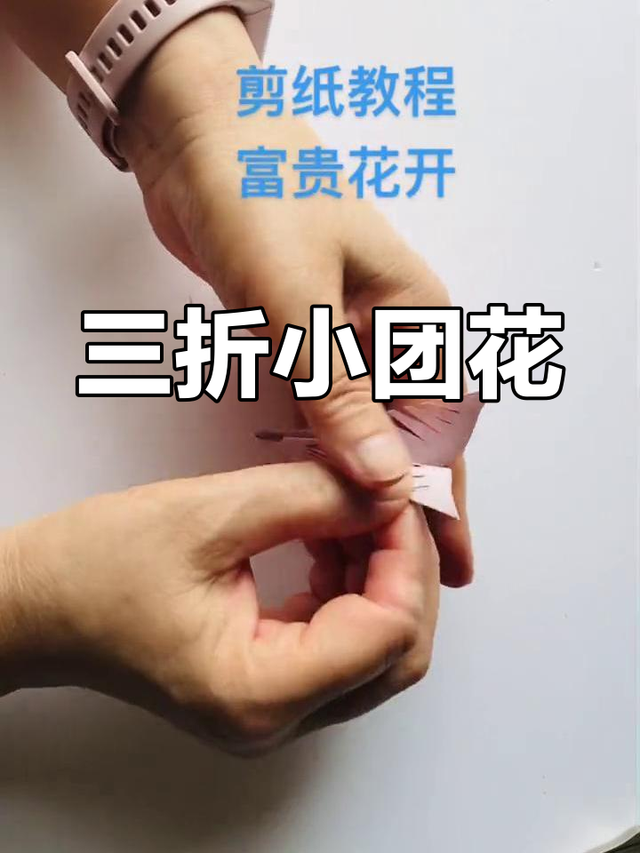 零基础学剪纸:三折团花富贵花开