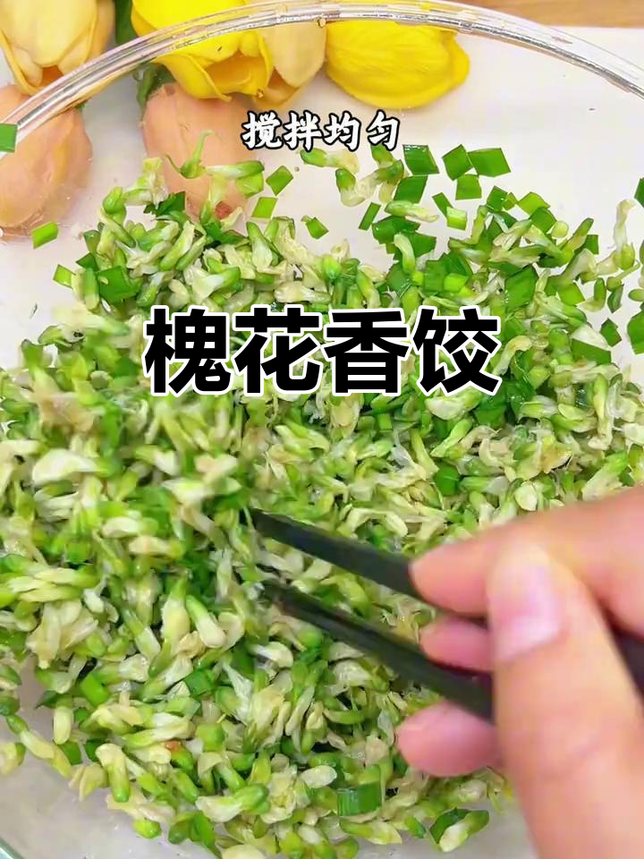 河南春天必吃槐花饺子,清香扑鼻,口感鲜美