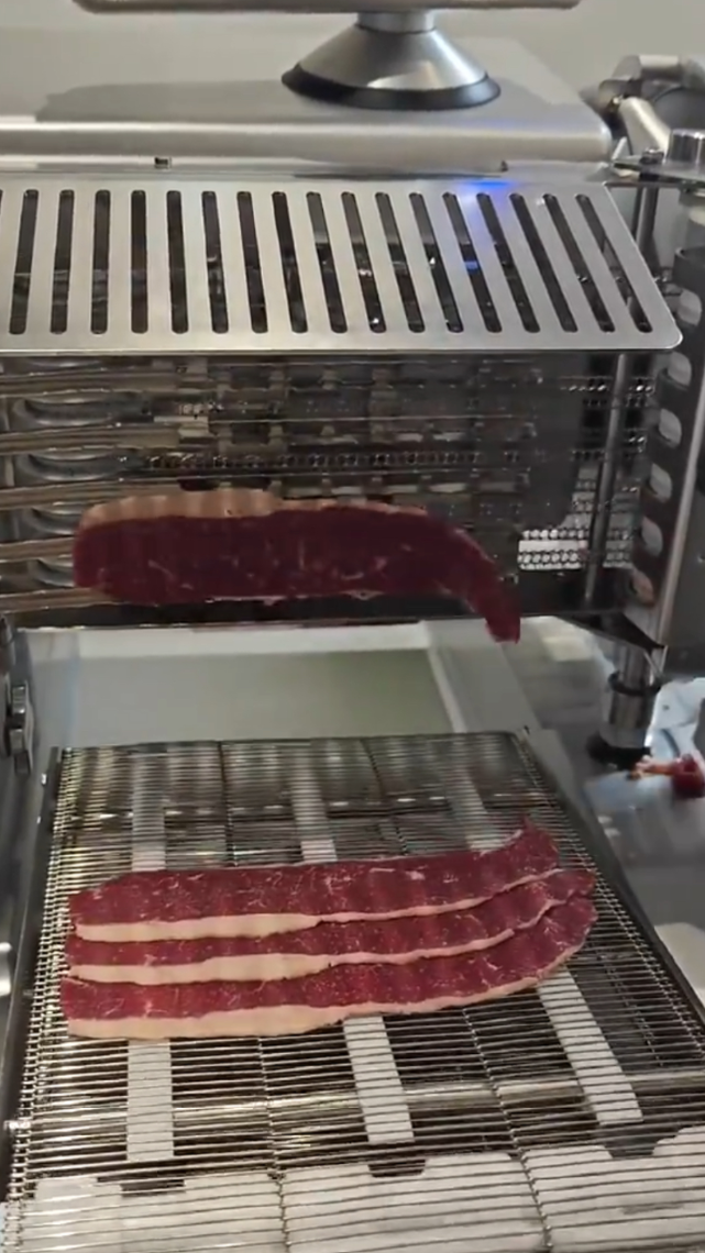 碧彩VSI - 切冰鲜前胸肉2mm厚度自动摆盘演示视频