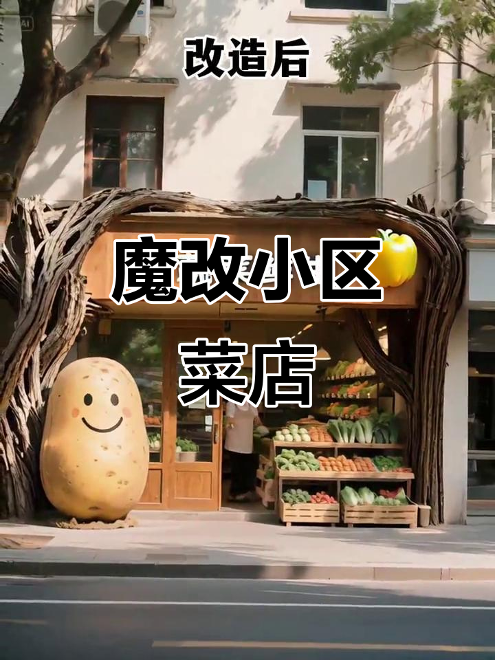 创意蔬菜店设计，音乐与门头完美结合