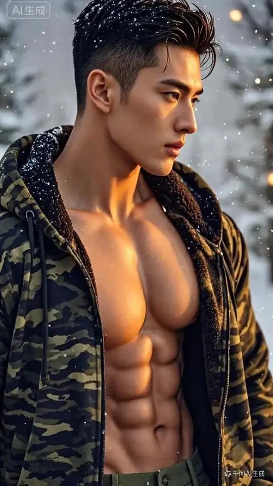 肌肉猛男帅哥壁纸集锦休闲好时光 肌肉帅哥 下雪了，你想我吗