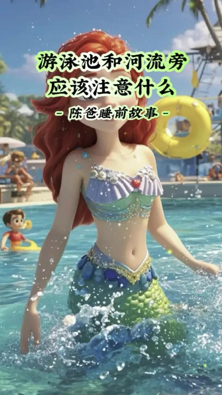 儿童睡前故事《游泳池和河流旁应该注意什么》迪士尼动画育儿绘本 小美人鱼爱丽儿探索人类世界的