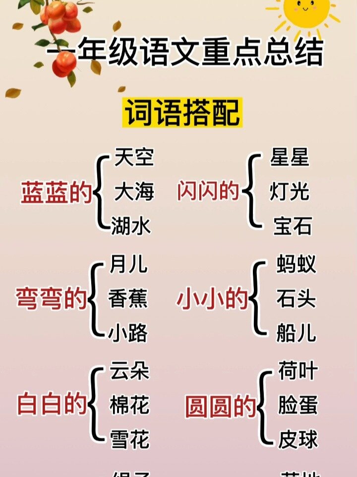 一年级词语搭配