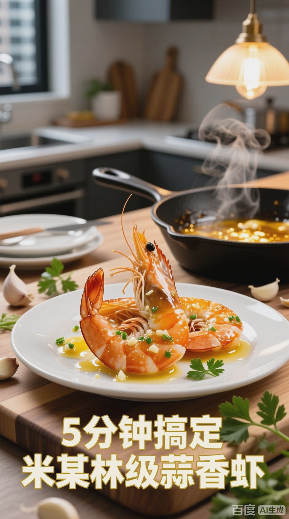 蒜香黄油煎虾,美味速成