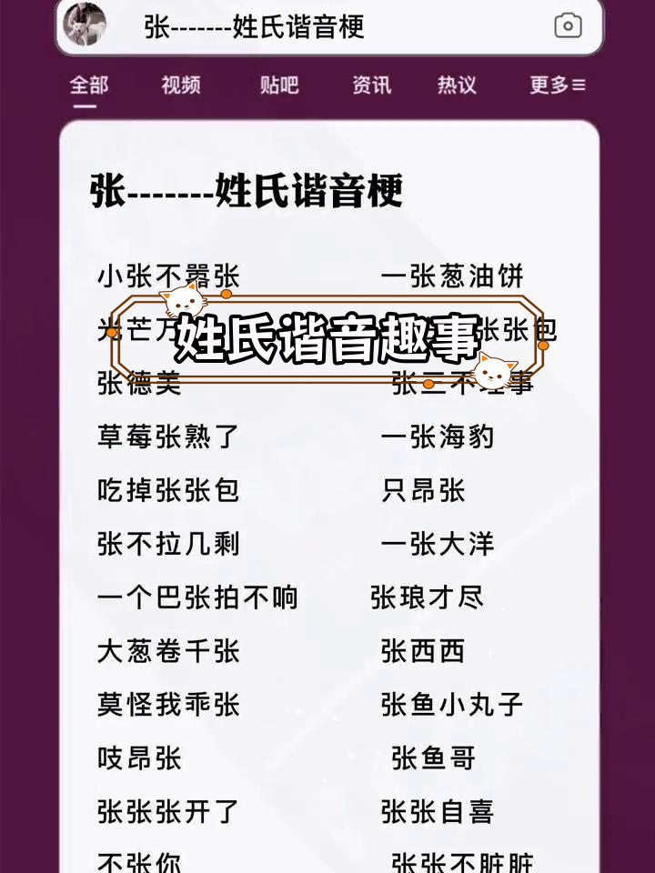 张姓谐音梗大揭秘