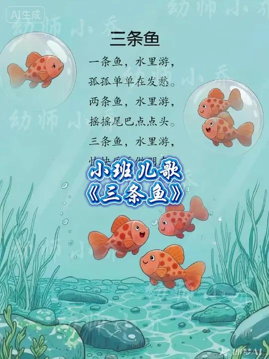 小班上册儿歌《三条鱼》