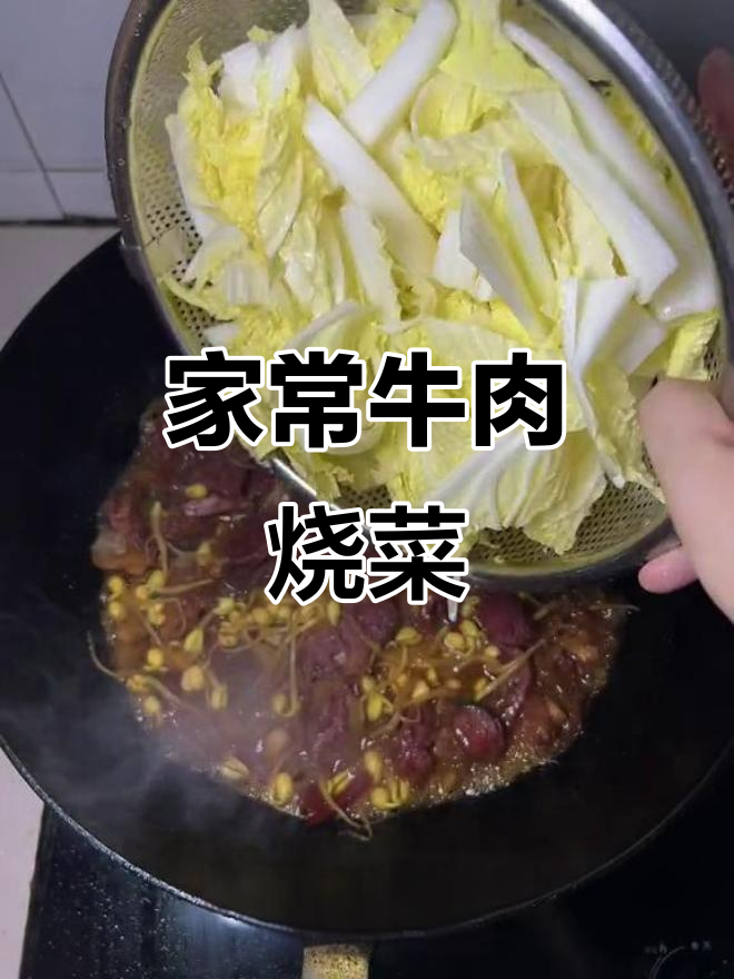 牛肉烧豆芽白菜,家常美味让人无法抗拒