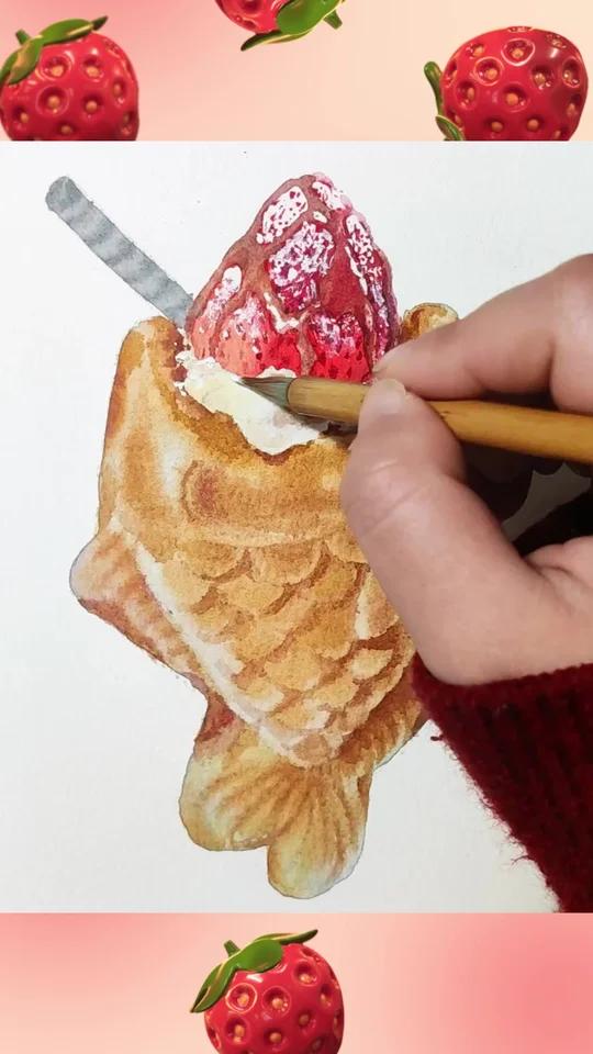 教你画一个漂亮的鲷鱼烧！水彩零基础教程