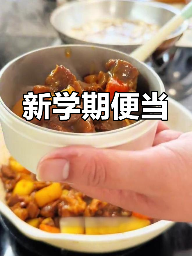 初中生新学期,每天早起做营养午餐,咖喱牛肉搭配二米饭