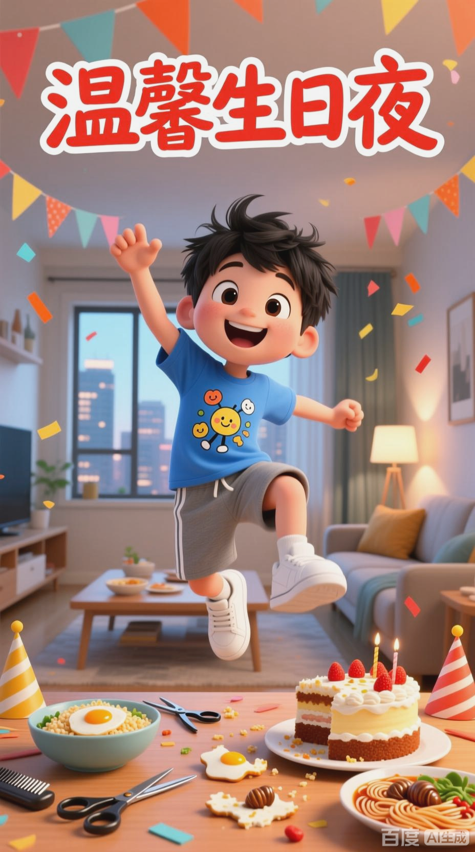 一家四口的温馨12岁生日前夕