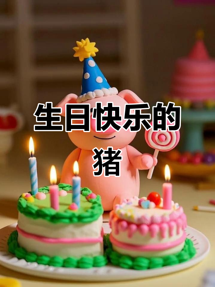 猪你生日快乐,创意粘土蛋糕庆祝