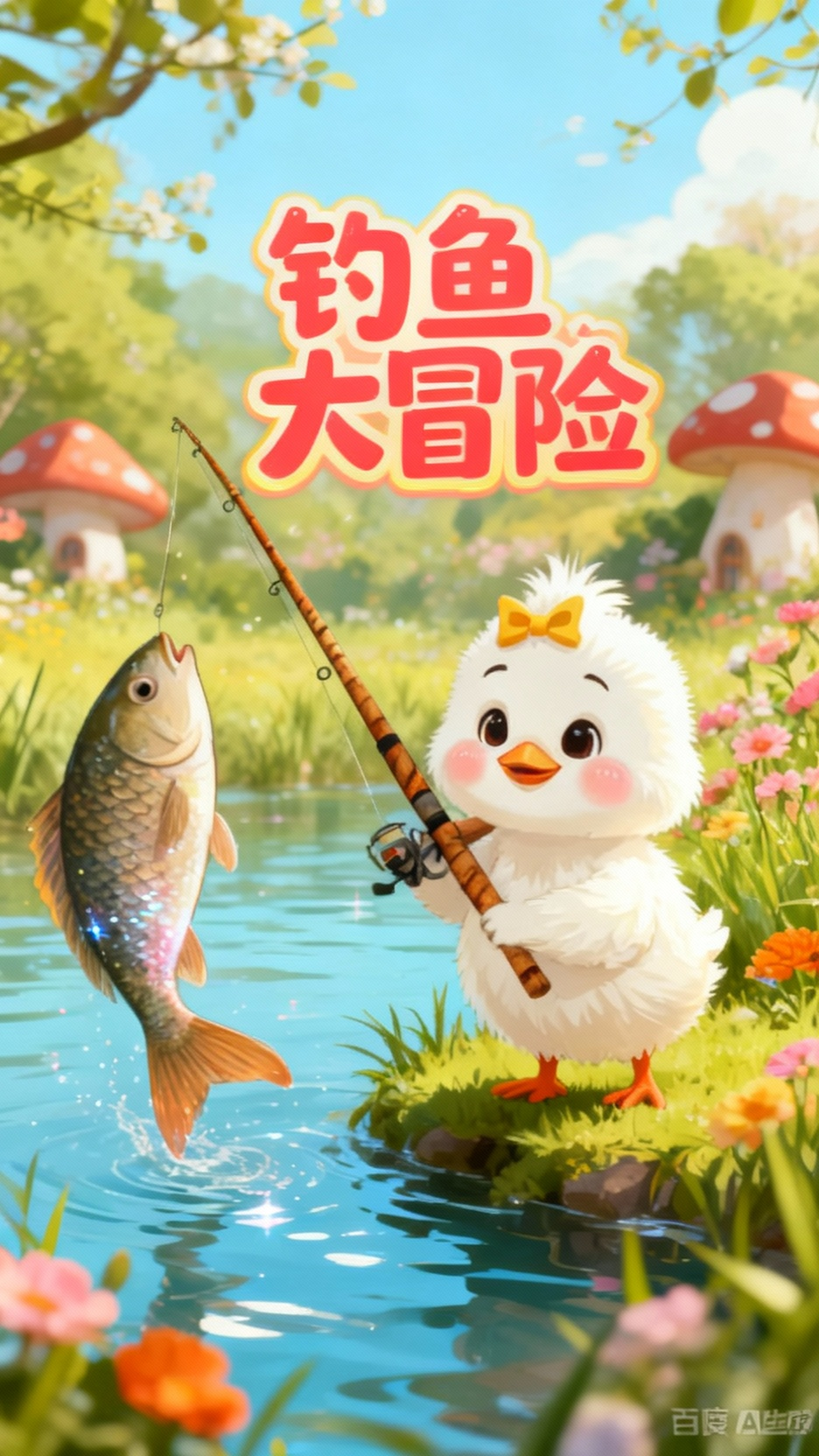 小萌鸭的钓鱼欢乐时光