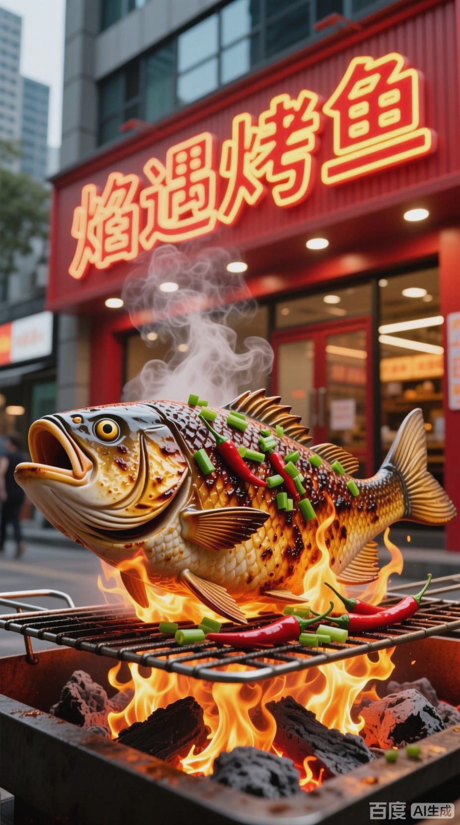 焰遇烤鱼，火焰上的美味