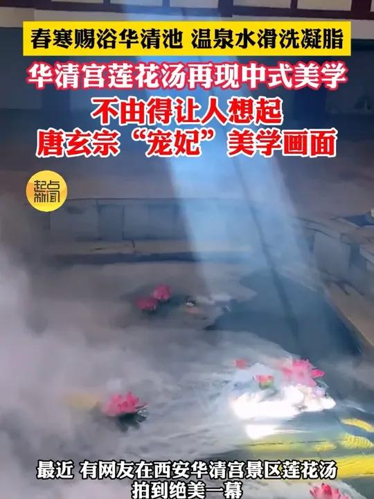 华清宫莲花汤再现中式美学,不由得让人想起唐玄宗“宠妃”美学画面