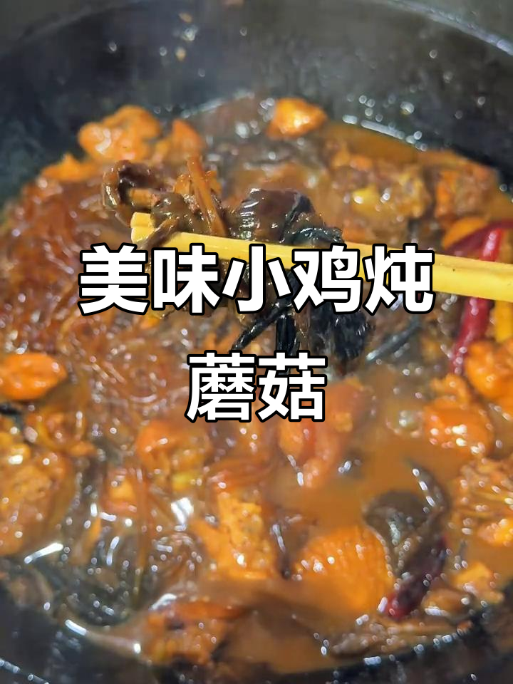 小鸡炖蘑菇,粉条榛蘑吸满汤汁,口感无敌!