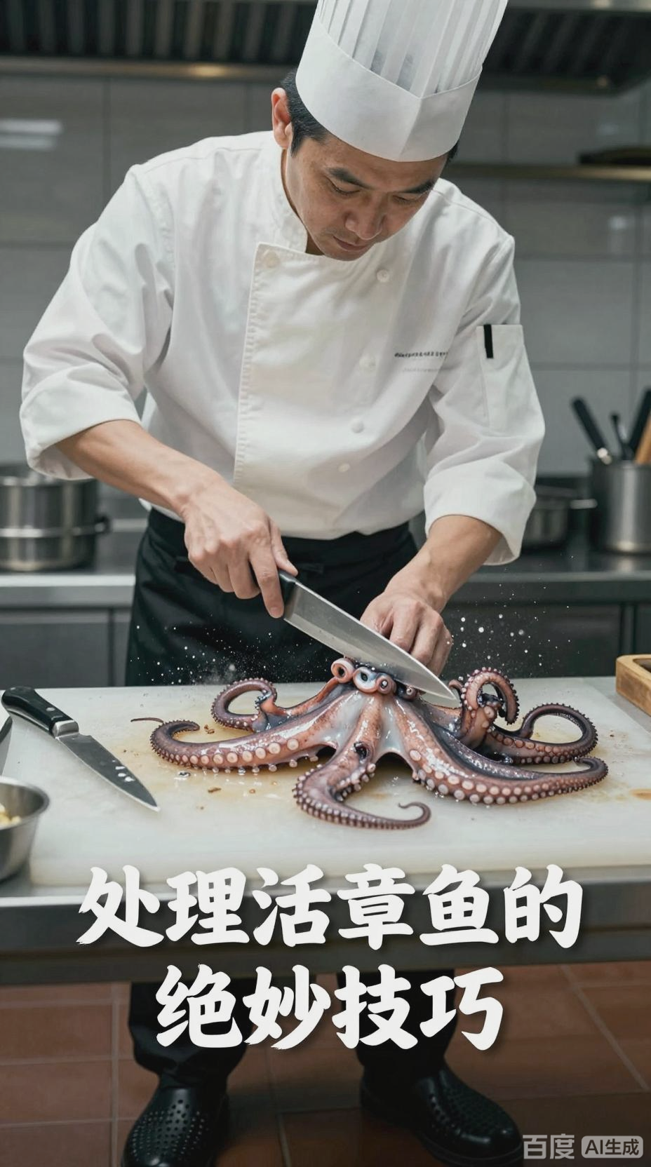 精湛刀工，活章鱼处理的艺术