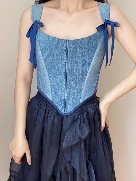 remake牛仔鱼骨胸衣|制作过程