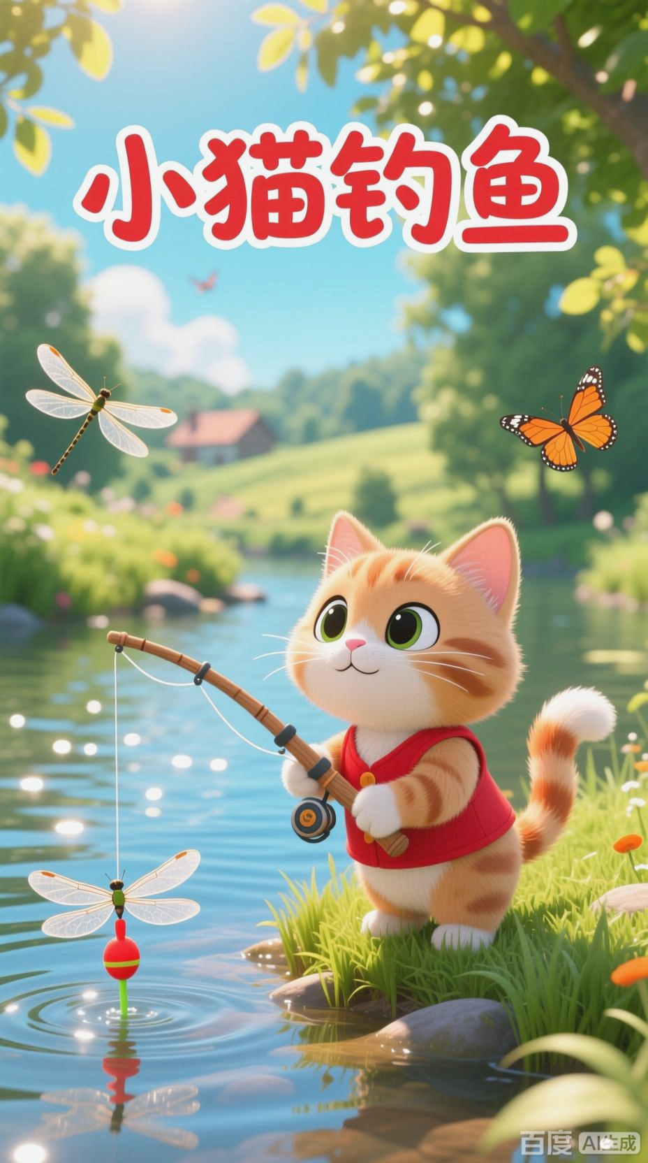 小猫钓鱼，专注才能成功