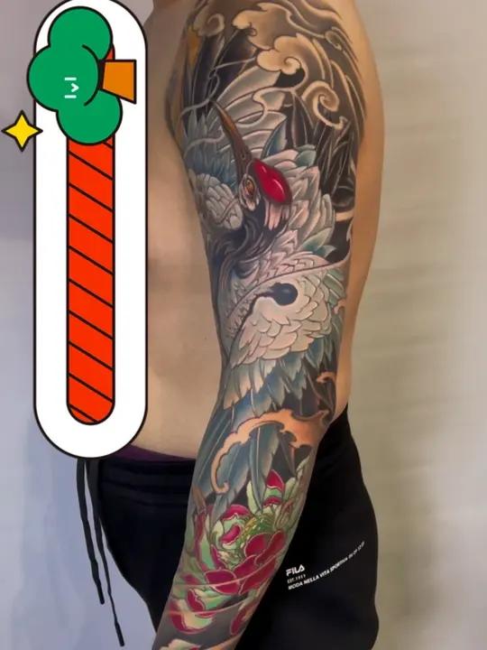 请见我置顶 未成年禁止纹身仙鹤纹身花臂纹身老传统纹身纹身手稿