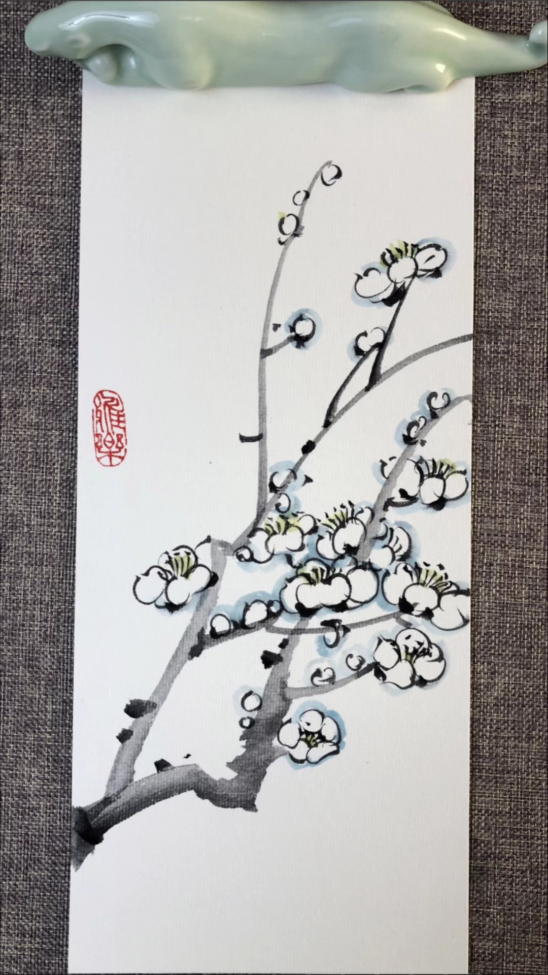 国画白色梅花,简单易学!