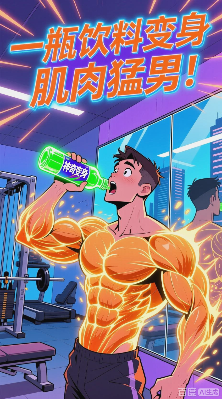 一瓶饮料，变身肌肉猛男