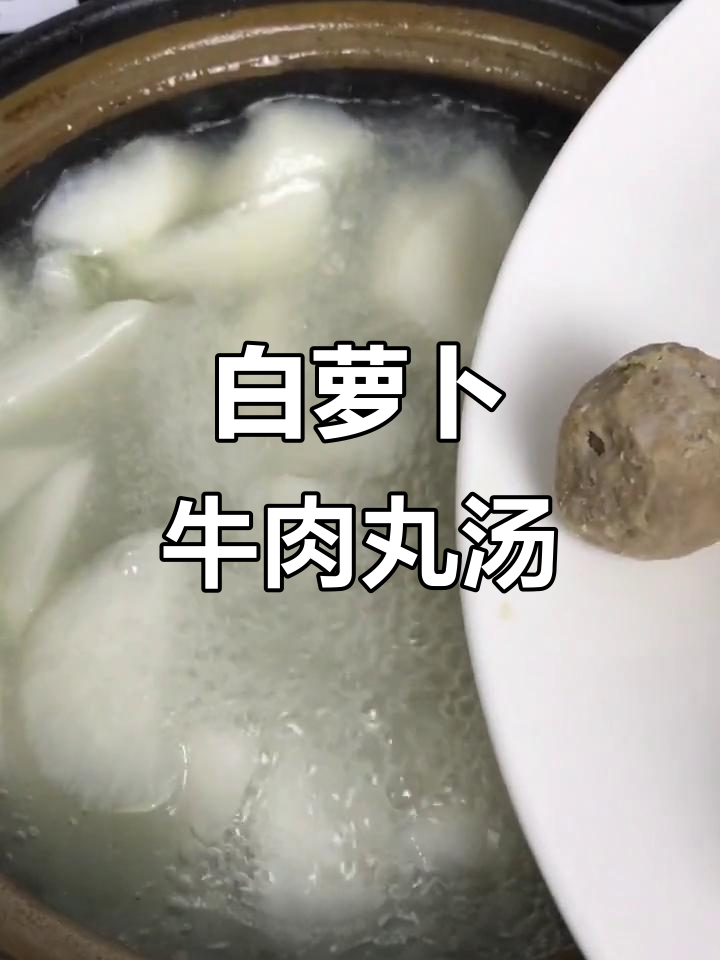 潮汕牛肉丸与白萝卜搭配,汤鲜美又简单