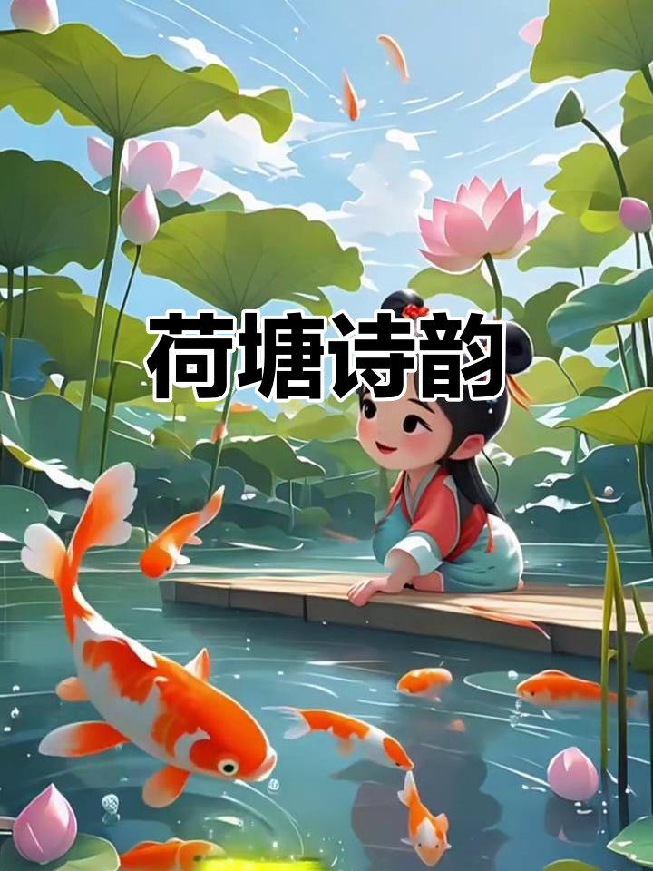 江南水乡荷花美景，鱼戏莲叶间尽显诗意