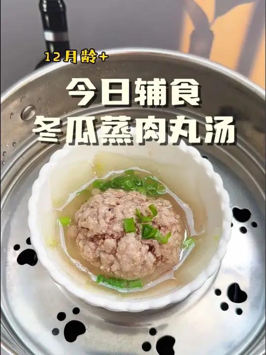 第158集|今日辅食|冬瓜蒸肉丸汤,这样做出来汤汁清甜,肉也很嫩,可以加点米饭一起伴着吃,