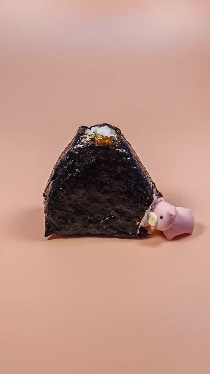 没想到被饭团给砸住了