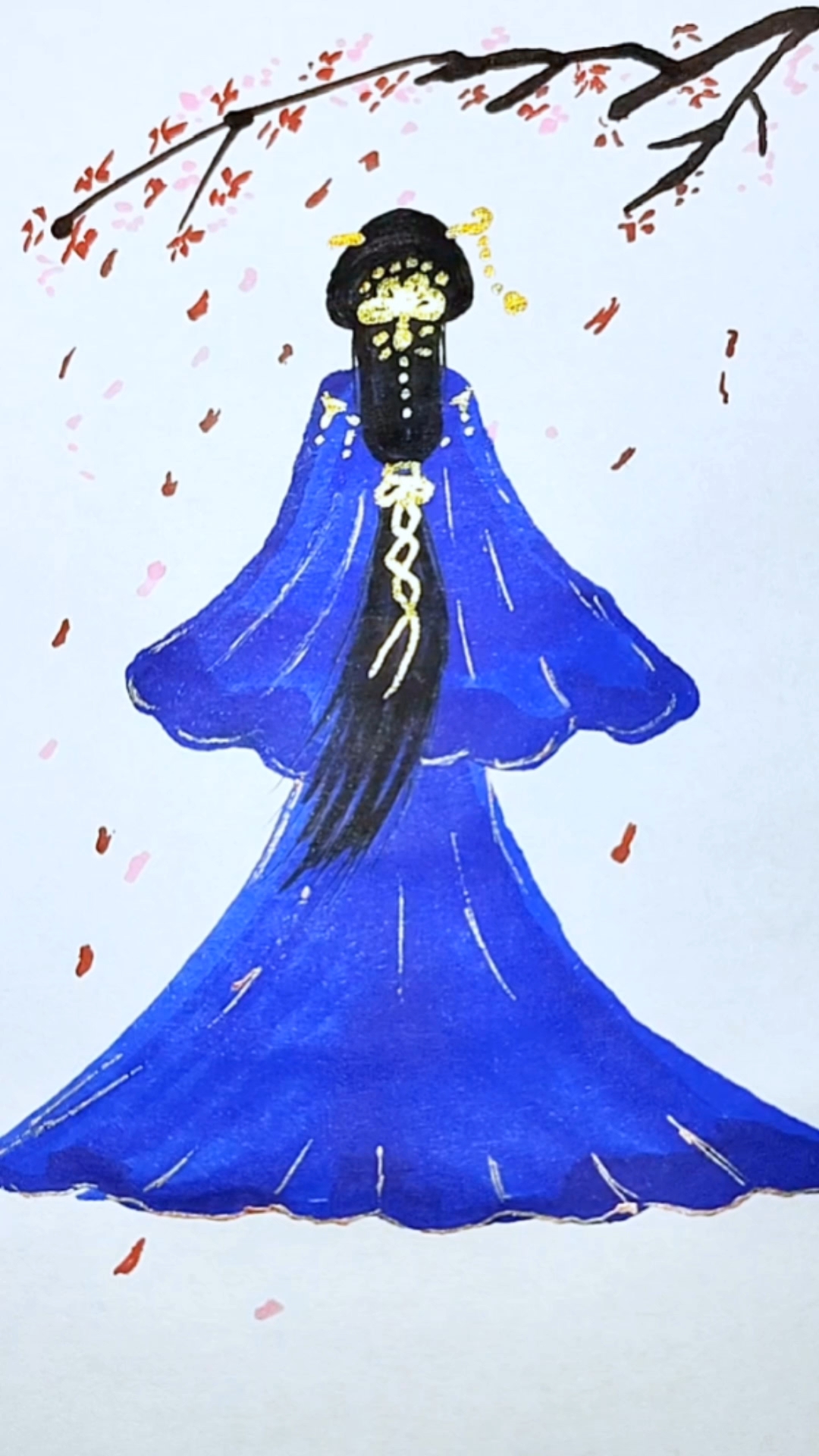 古风美女背影手绘