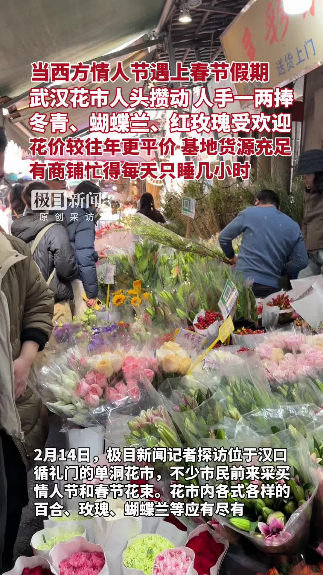 「视频」奔腾中国年|情人节叠加春节,武汉花市人头攒动,人均带回一两捧鲜花
