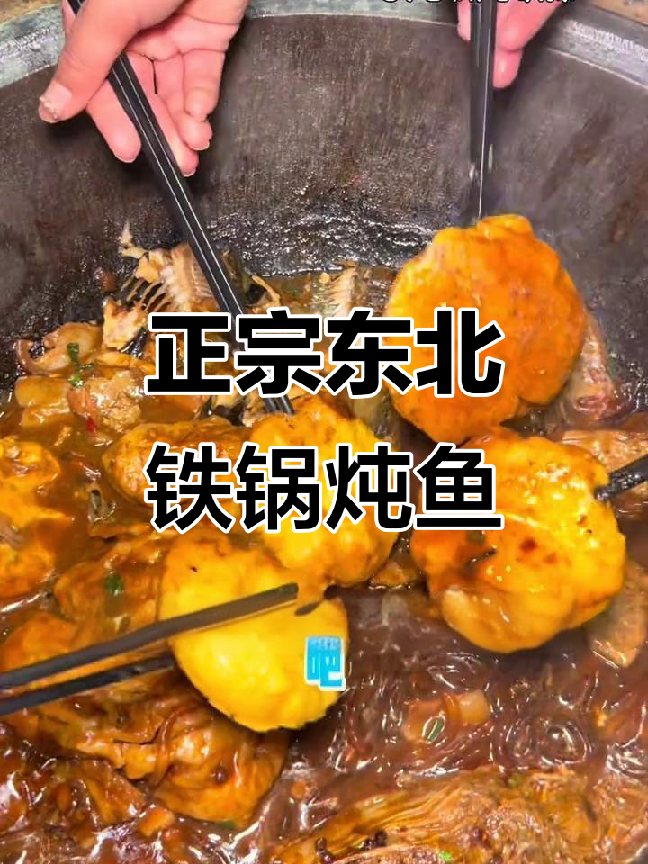 东北铁锅炖鱼,糊饼子超地道!活鱼现杀,鱼肉鲜嫩无比