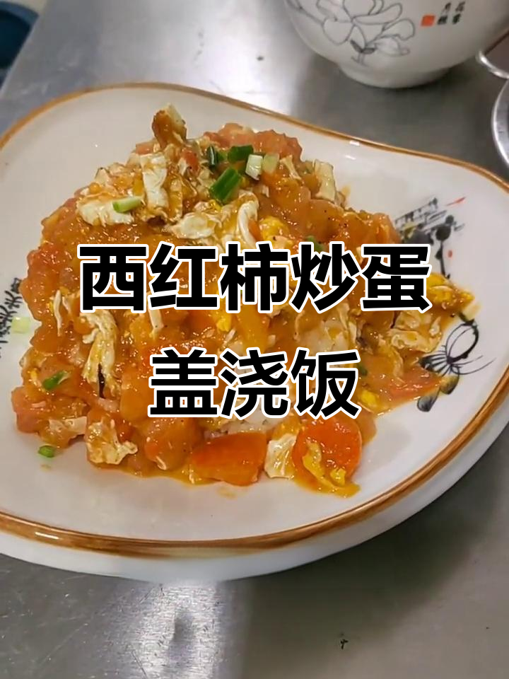 番茄炒蛋盖浇饭,荷包蛋与小葱花完美搭配