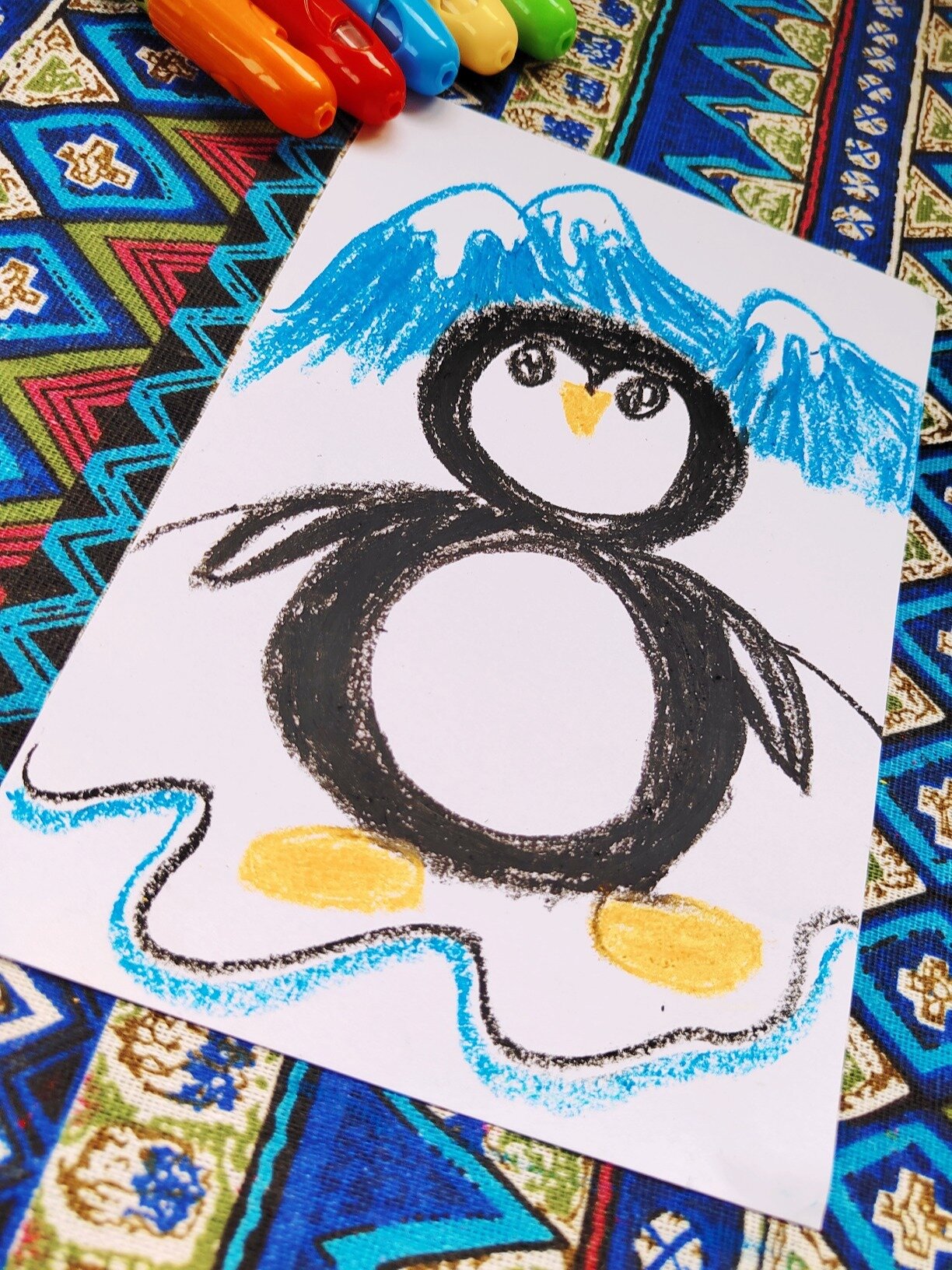 教你用数字8画油画棒企鹅 简单又可爱