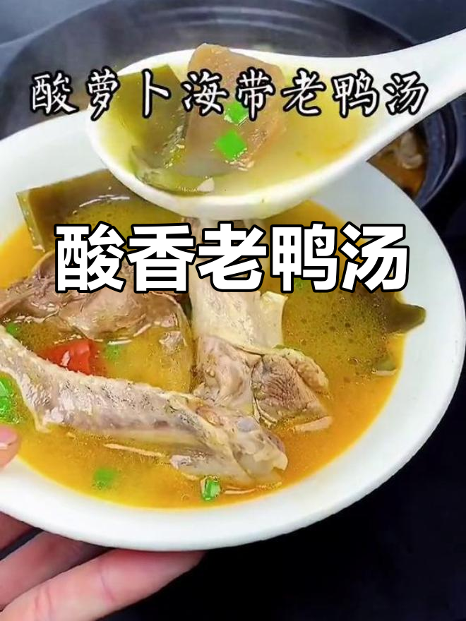 酸萝卜老鸭汤,海带提鲜更美味