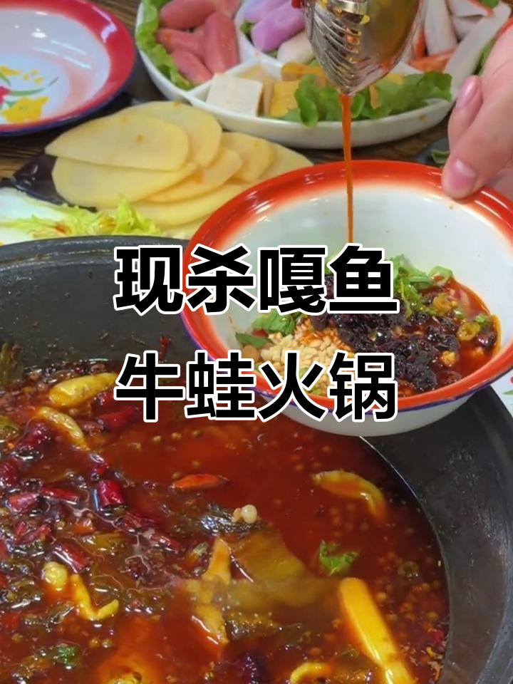 鲜活嘎鱼牛蛙火锅，三分钟开锅香气扑鼻