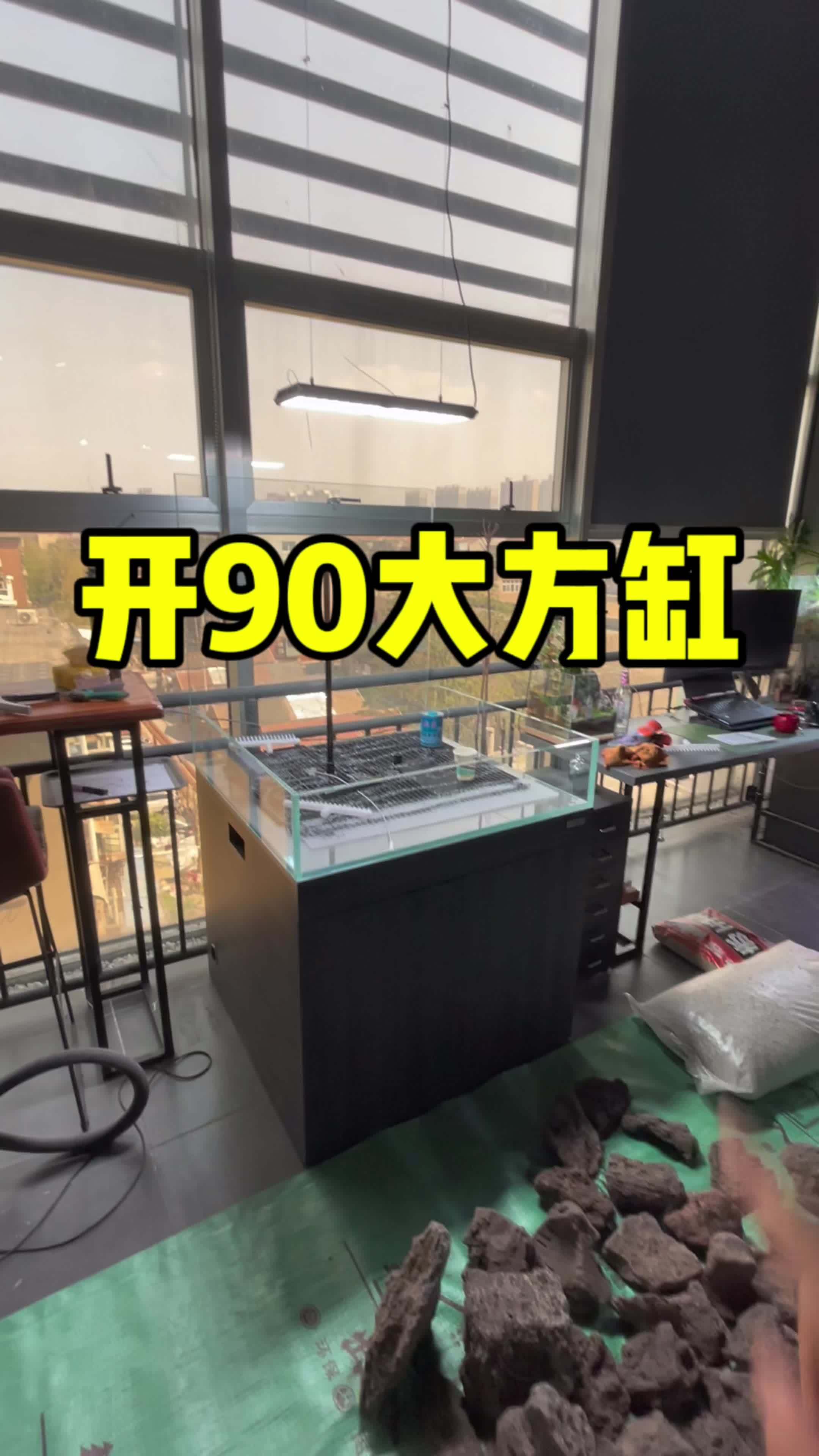 90大方缸终于开缸了,及时30个小时,现在来教你,不知道你能不能学会?!水族 开缸 养鱼 