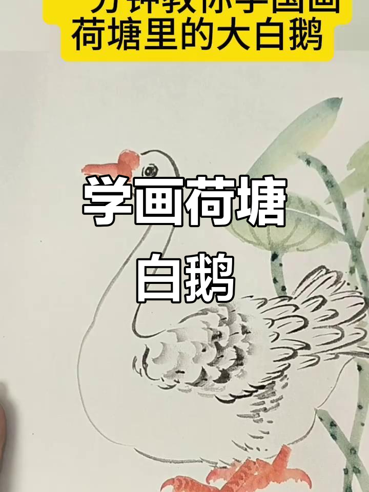 轻松学画荷塘大白鹅，掌握国画笔墨技巧