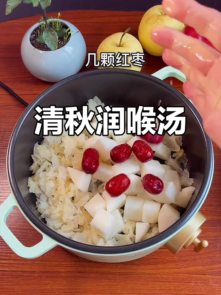 秋季润肺汤,冰糖雪梨银耳炖红枣
