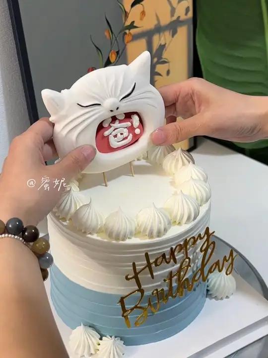 视频同款翻糖馒头左下角人气蛋糕推荐生日蛋糕裱花教程蛋糕猫咪蛋糕