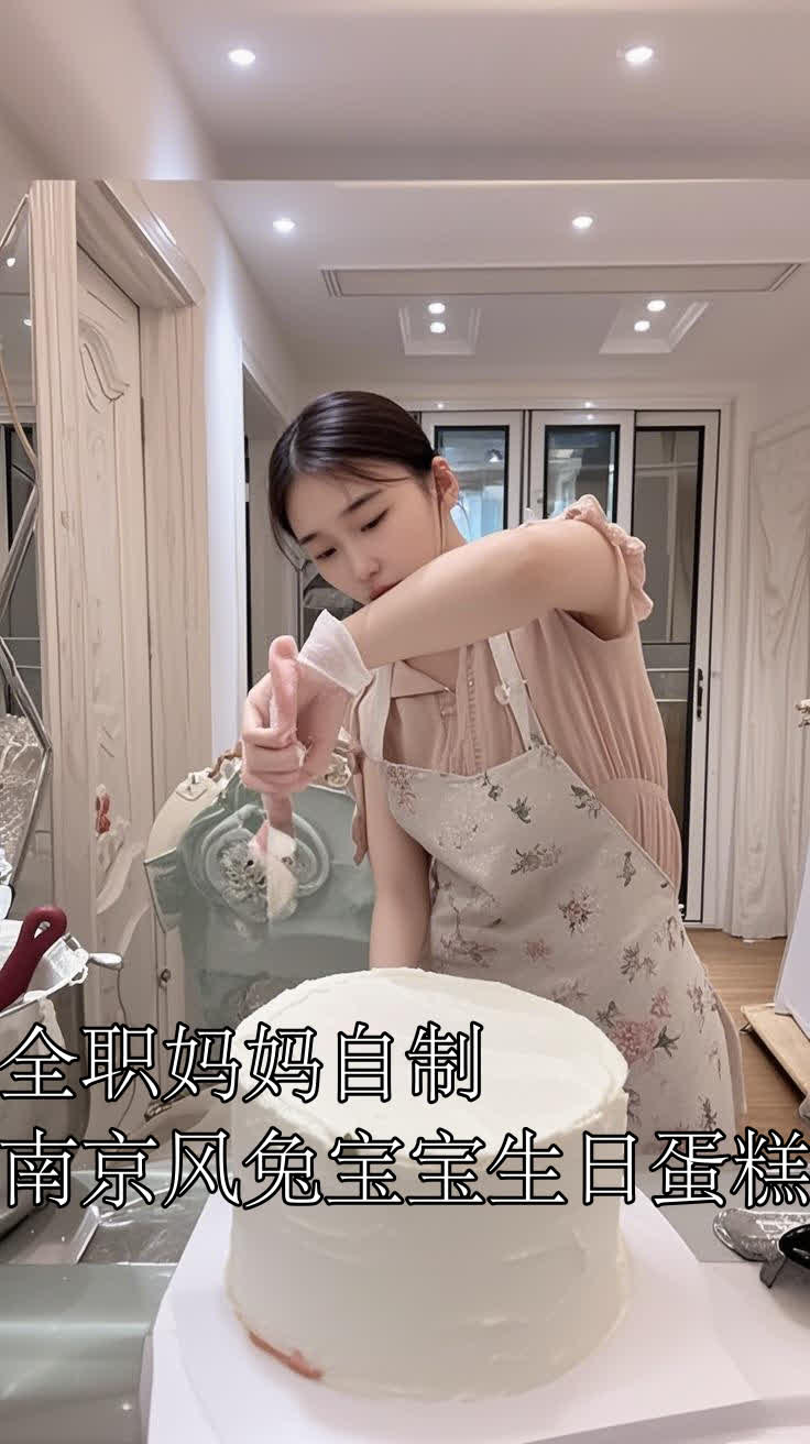 全职妈妈自制南京风兔宝宝生日蛋糕