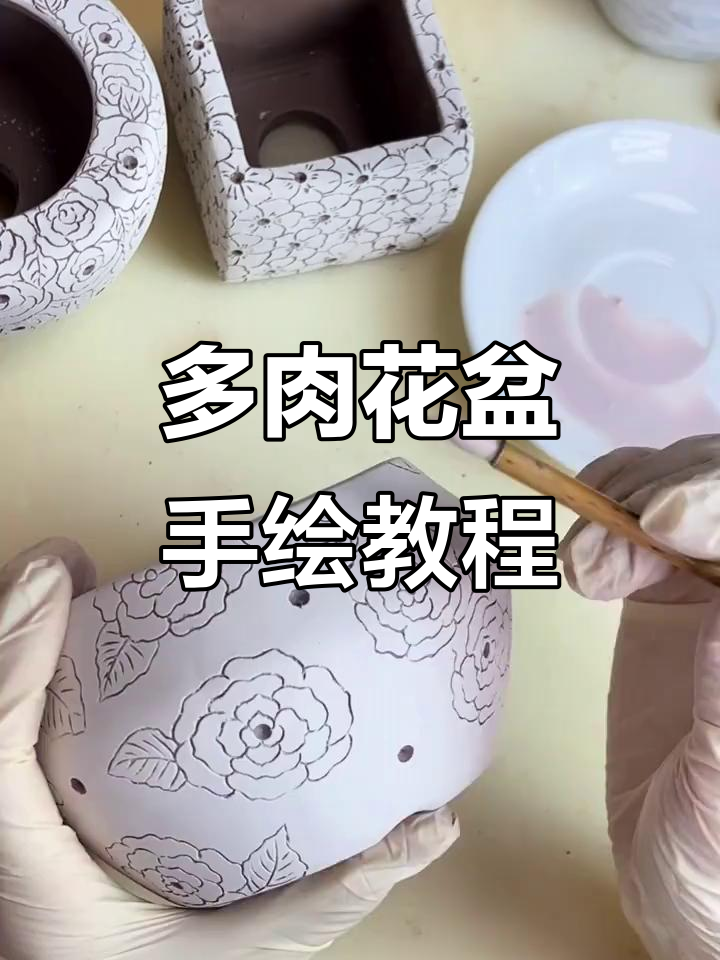 手绘多肉盆,简单易学,新手也能轻松上手!