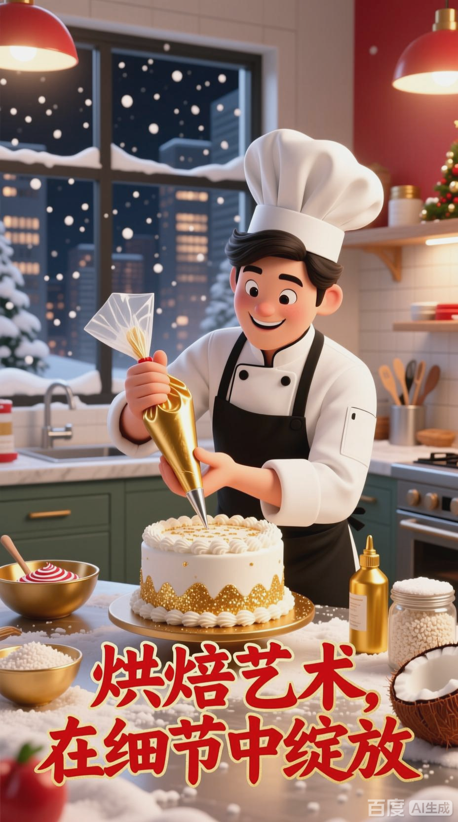 烘焙教室的圣诞蛋糕艺术课