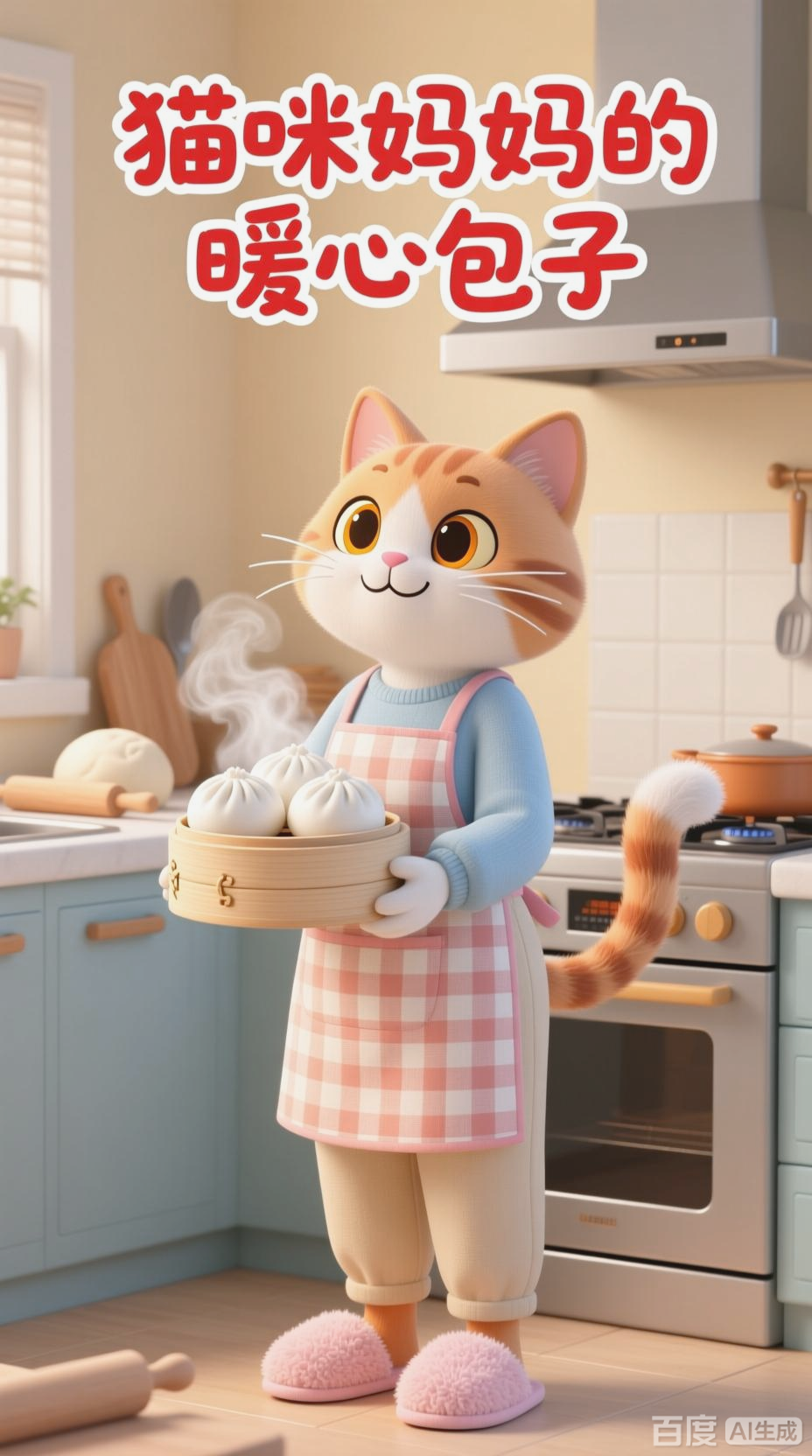 猫咪妈妈做包子的可爱日常