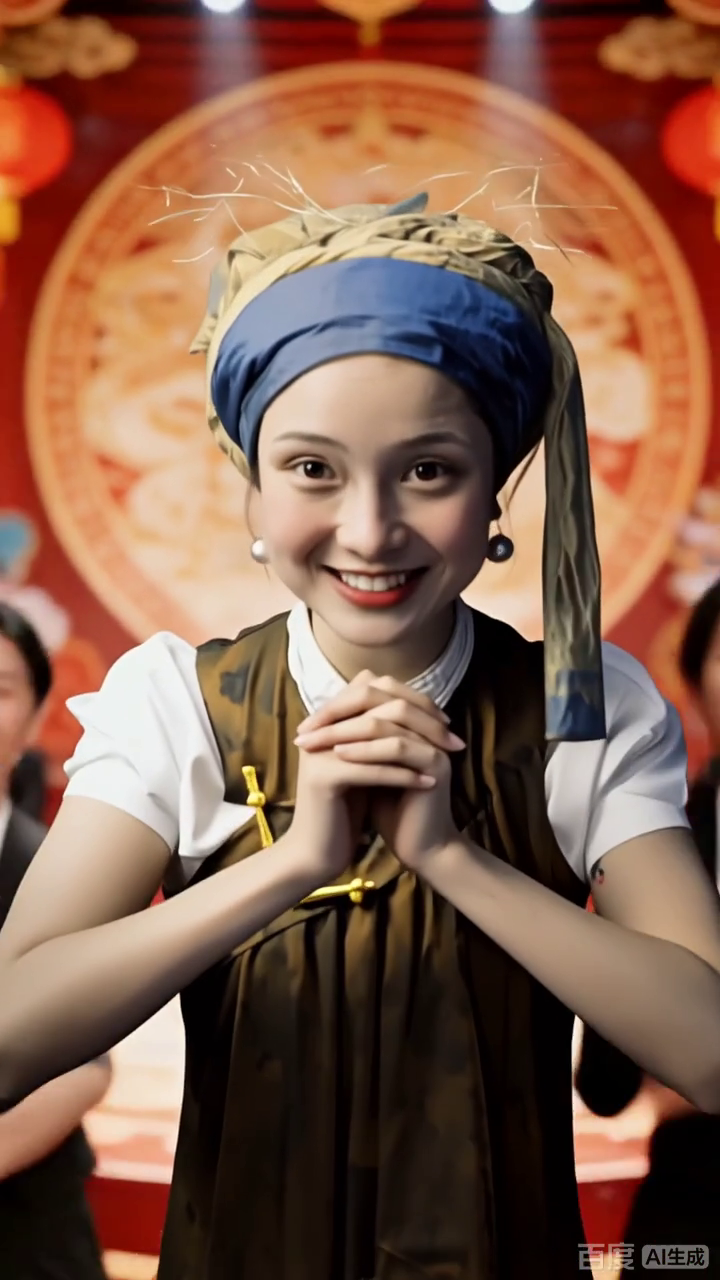 名画少女的新春祝福